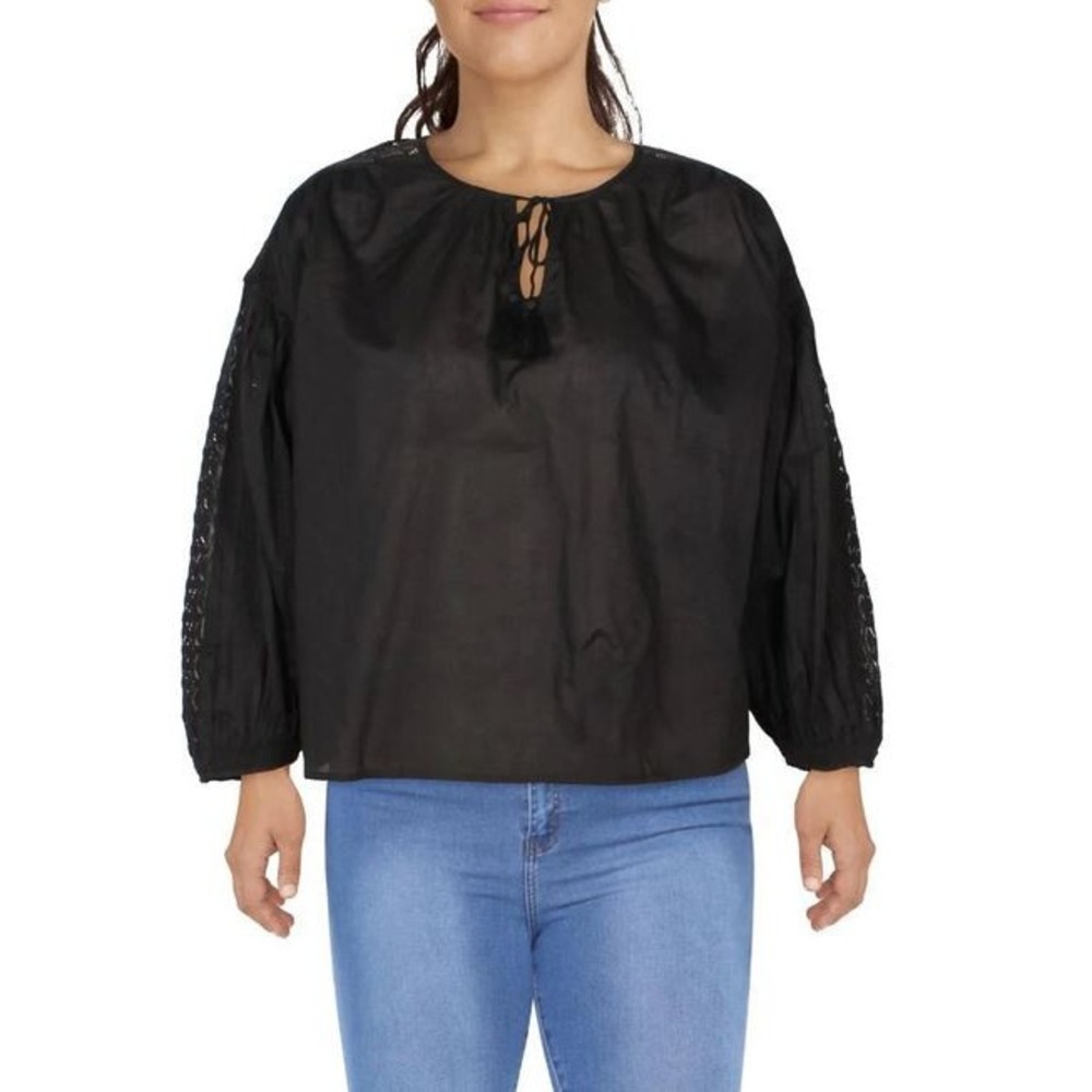 Levis Freya Blouse Top 854620001 Black Cotton Crochet Lace XL